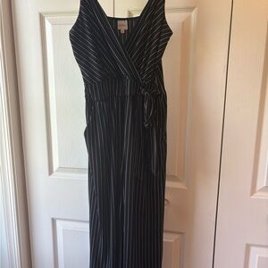 Black and White Striped Women's pantsuit.